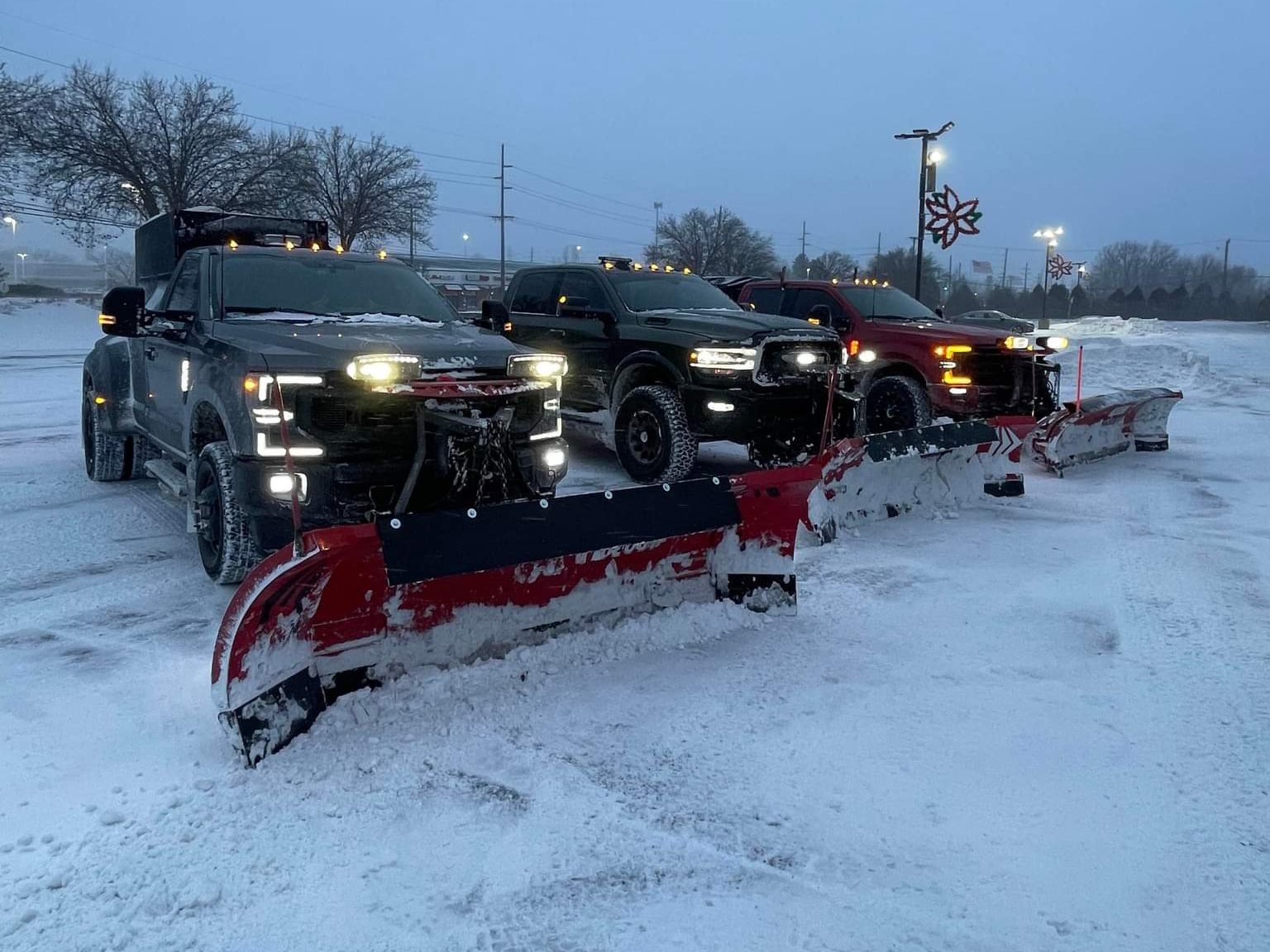 NDG plow trucks in the snow